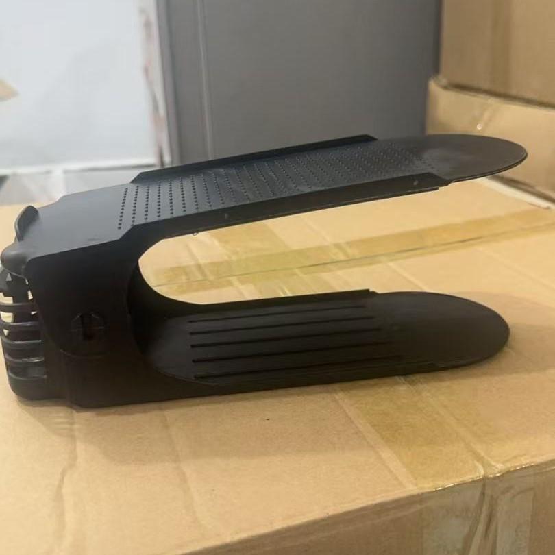 

10 шт. Регулируемая двухслойная полка для обуви, утолщенная и экономящая место полка для хранения обуви с плоским дном и высоким каблуком 10pcs чёрный