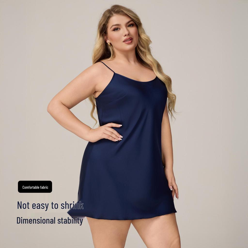Yaoting Plus Size Spaghetti Strap Satin Chiffon Pajamas for Women - Summer Nightgown Homewear