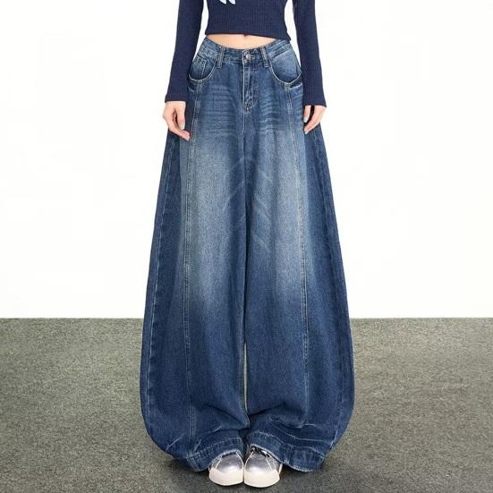Dames Barrel Jeans Casual Wijde Pijpen Jeans Hoge Taille Boyfriend Denim Broeken Vintage Los Stretchy Streetwear