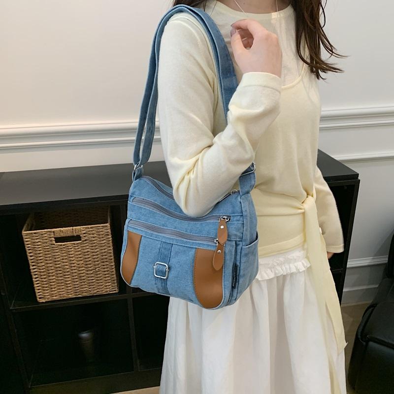 Fashion Vintage Design Women's Crossbody Bag High Quality Denim Fabric Shoulder Bag Large Capacity Tote Bag Lightweight Handbags