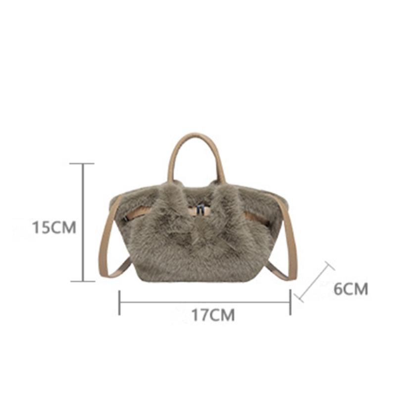Chic Plush Women's Tote Bag, Imitati Mink Fur Women Handbag, Vegetable Basket Bag, Pleated Bag, Stylish Shoulder Crossbody Bag