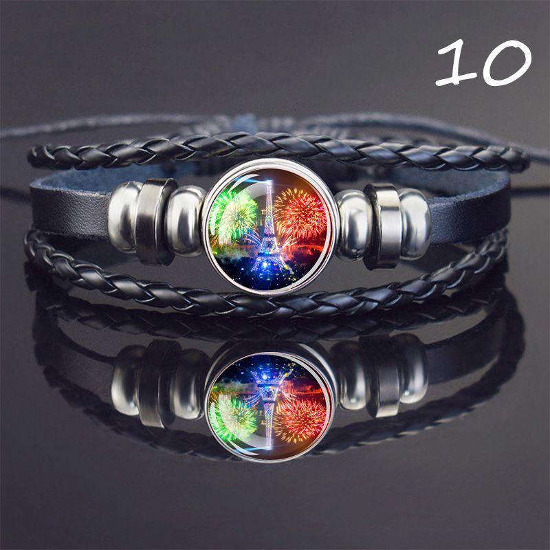 

Новый модный браслет Tower, креативные 16 мм сплава, стеклянный кабошон, черные кожаные браслеты
