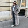 Long Faux Fur Coat Women Winter Warm Thick Oversized Outerwear With Notched Collar