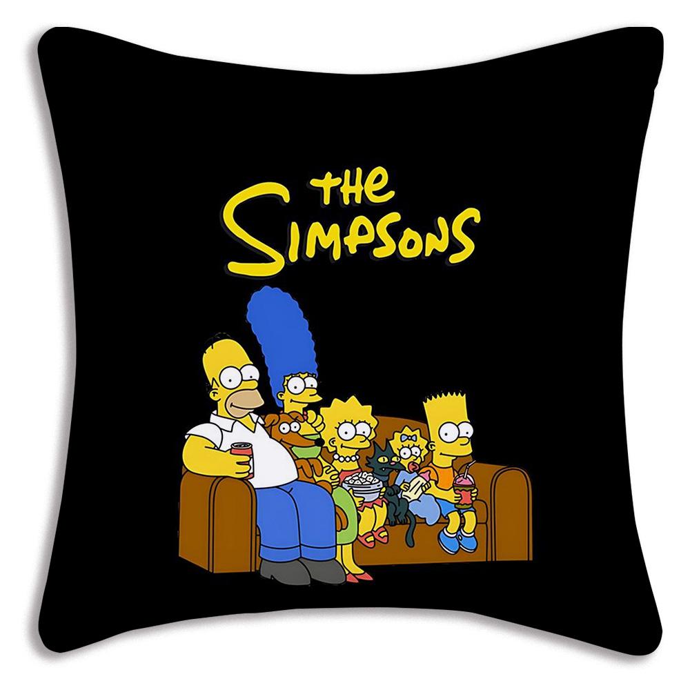 Funda de Almohada de Dibujos Animados Para S-Simpsonss Fundas Decorativas para Sofá del Hogar Impresión a Doble Cara Felpa Corta Funda de Cojín Linda