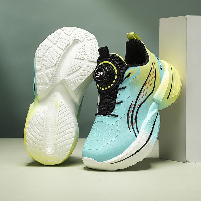 Primary and secondary school students knob shoes red rabbit boys children single net sports running shoes mesh breathable lightweight professional