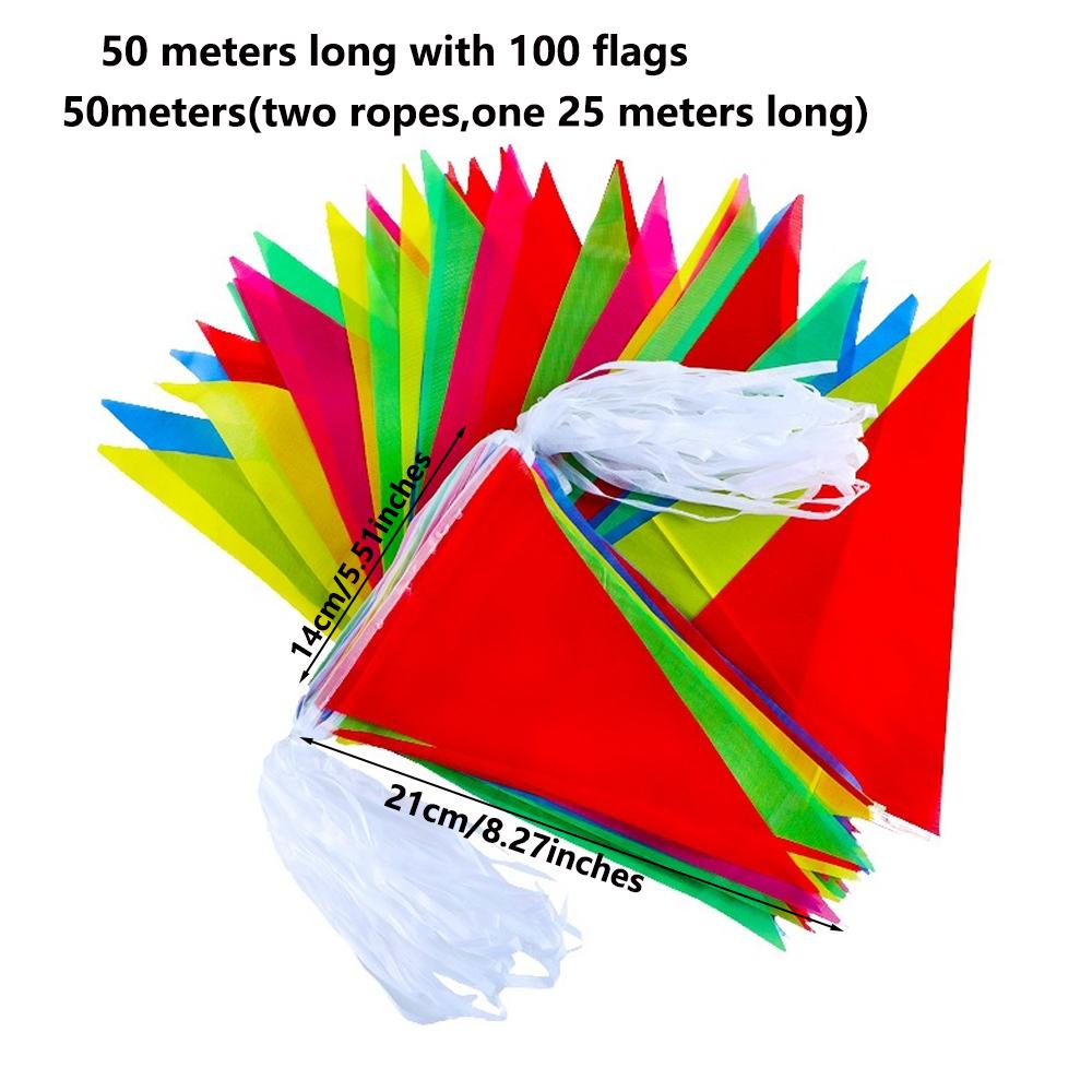 50-1000mm Colorful Pennant Banner Flags Multicolor Rainbow Triangle Flags String for Festival Outdoor Birthday Party Decor