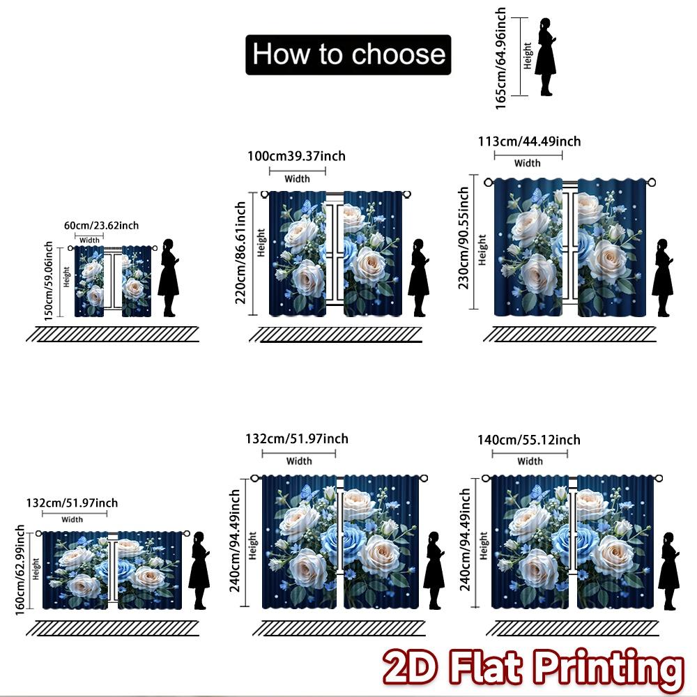 2D flat Photography Backdrop Popular Background cloth Butterfly and Blue Roses 100% Polyester Anniversary for Holiday party