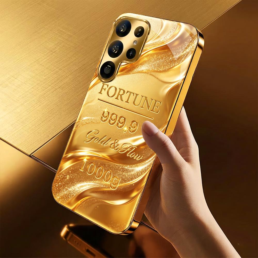 Luxury 1000g Gold Bar Pattern phone case s26 ultra case s25 ultra case glass for Samsung Galaxy S26 S25 S24 S23 S22FE Ultra Plus