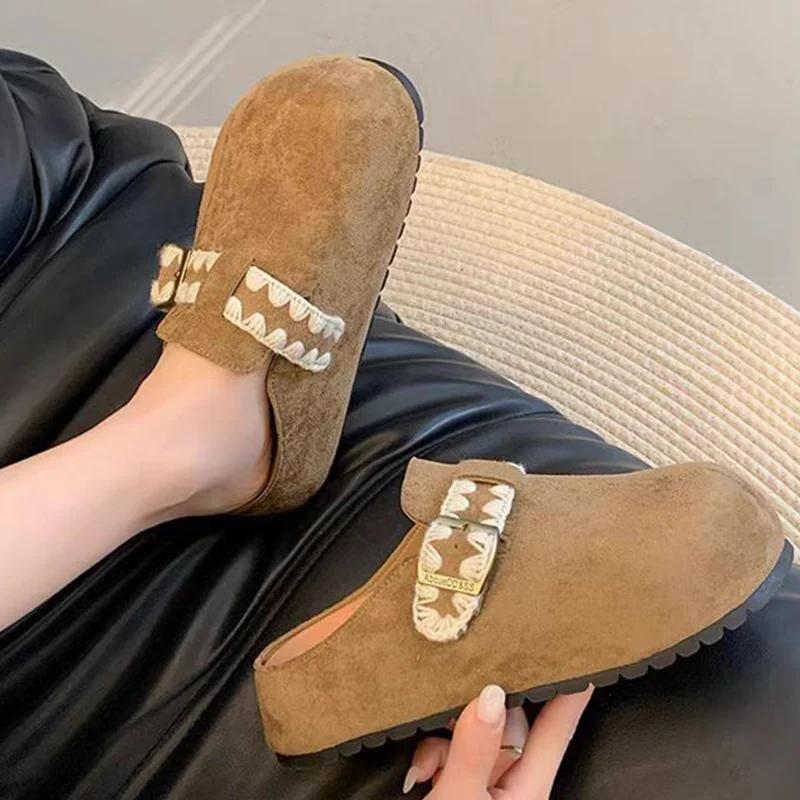 Fashion Spring Platform Women Slippers Flats Mules Shoes Slingback Casual Walking Shoes 2025 New Trend Casual Dress Women’s Zapatillas