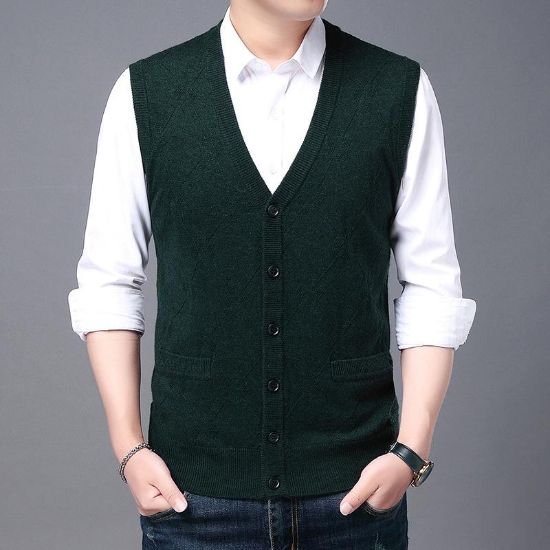 Men S Winter Sleeveless V Neck Knit Cardigan Vest