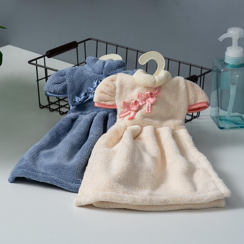 Chinese Style Qipao Soft Coral Fleece Hand Towel - Absorbent Kitchen Handkerchief, In Stock