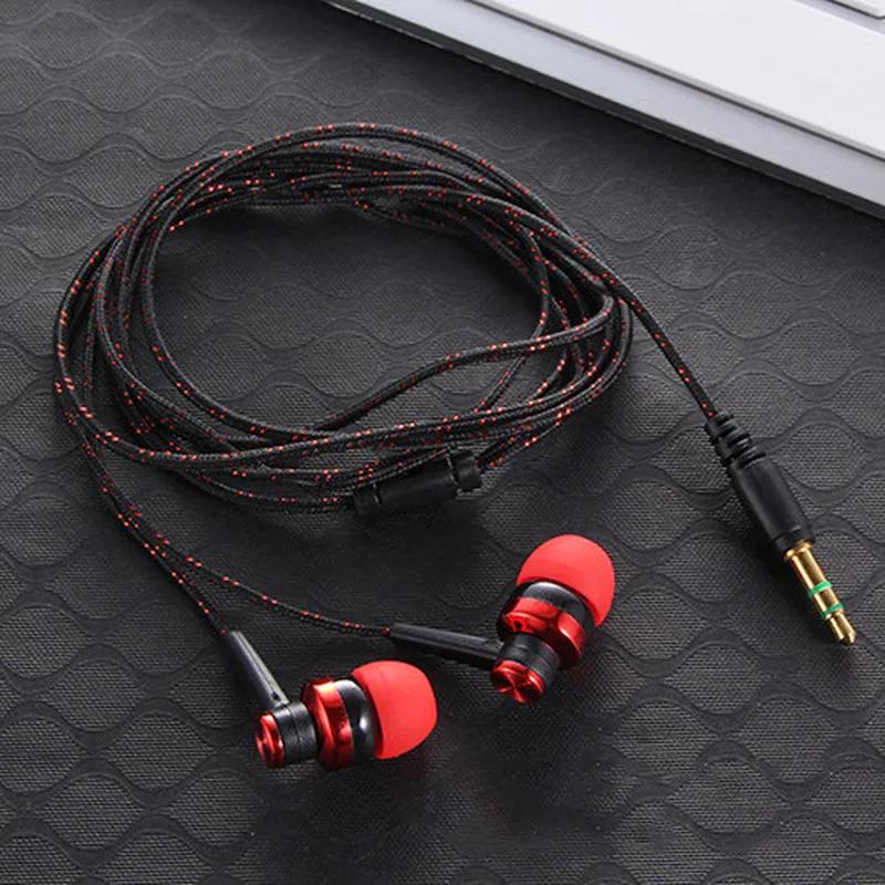 1 écouteur filaire stéréo intra-auriculaire 3,5 mm en nylon tissé, câble pour écouteurs, casque pour ordinateur portable, smartphone, cadeaux