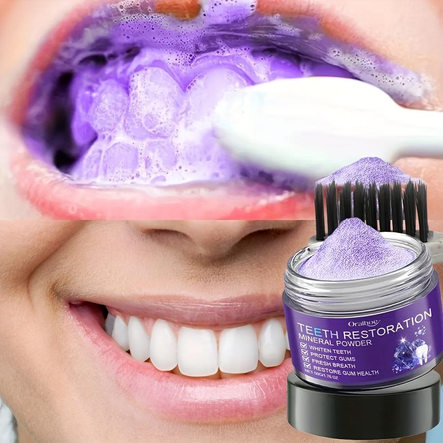 Teeth Restoration Mineral Powder Teeth Whitening Remove Stain Oral Clean Fresh Breath Improve Smell Purple Bleaching Toothpaste