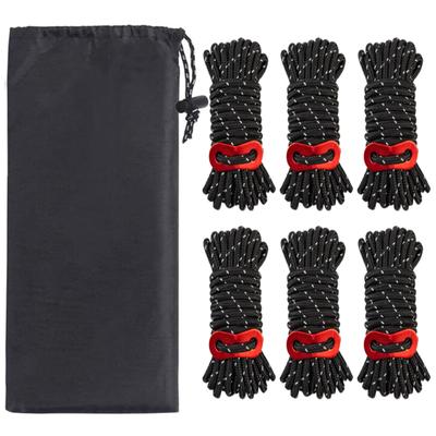 YFFSFDC Tent Rope Set of 6 4mm 4m Load Capacity 260kg Guy Rope Paracord Rope Guy Line Tarp Rope Reflective Camping Outdoor Aluminum Flexible