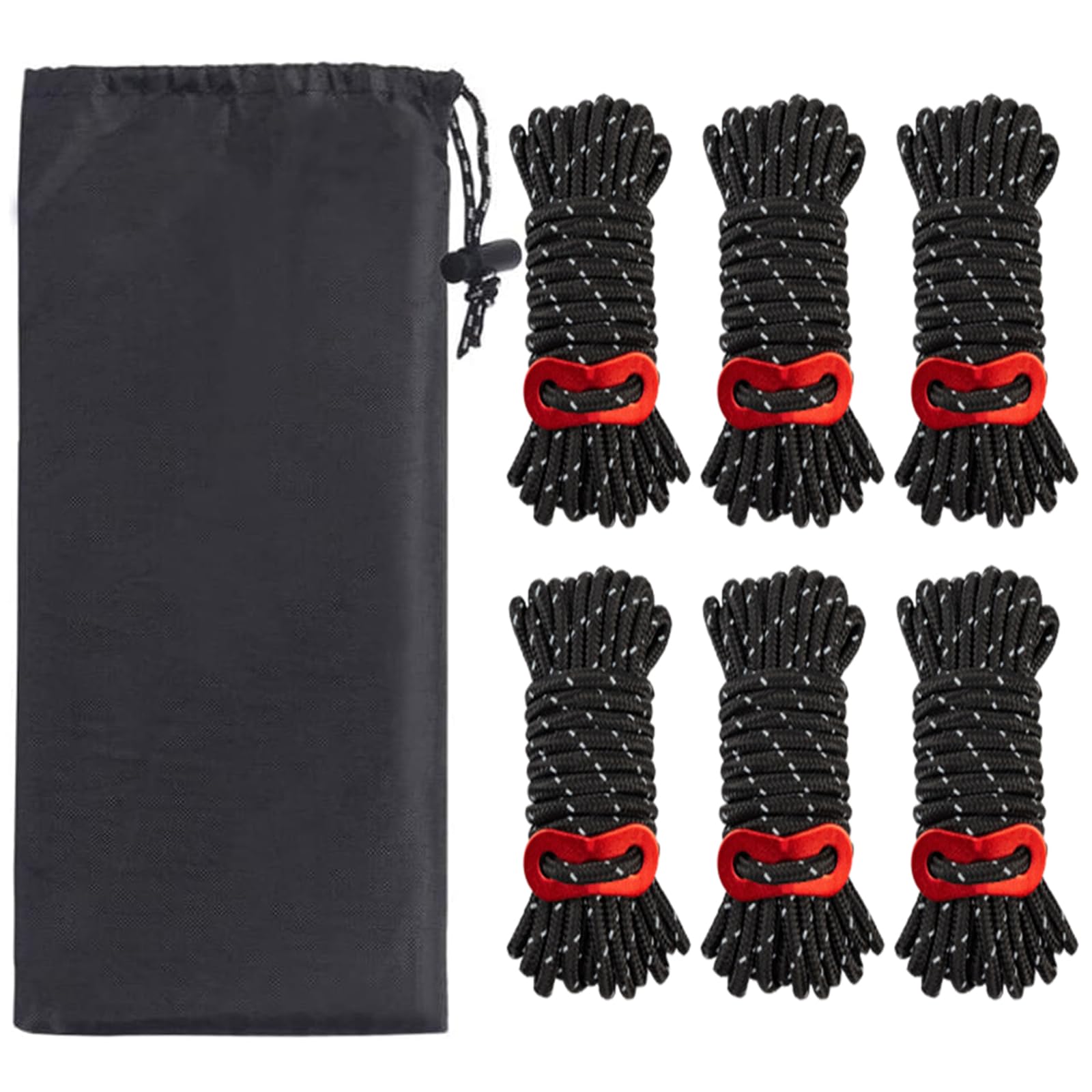 

YFFSFDC Tent Rope Set of 6 4mm 4m Load Capacity 260kg Guy Rope Paracord Rope Guy Line Tarp Rope Reflective Camping Outdoor Aluminum Flexible