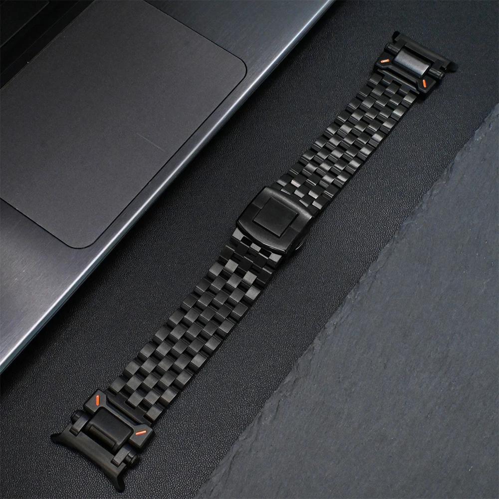 Men Stainless Steel Strap for Samsung Galaxy Watch Ultra 47mm Solid Metal Bracelet for Galaxy Ultra 47mm NO Gaps Curved End Band