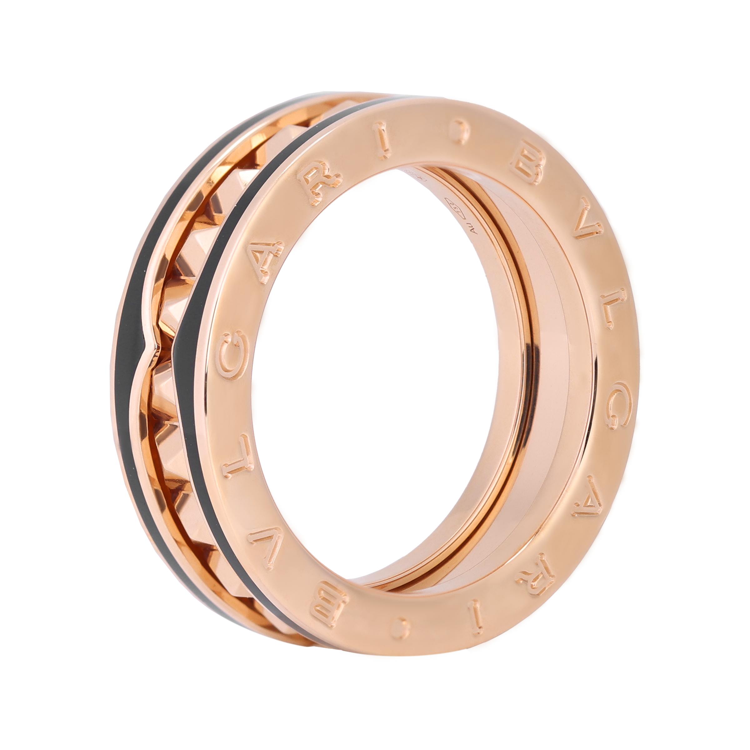 

BVLGARI B.Zero1 Чорне керамічне кільце Унісекс кільця AN859080 Box,Warranty Not Included,52
