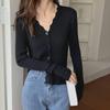 Autumn Korean V-Neck Slim Fit Core-Spun Yarn Cardigan Sweater for Women