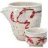 Sake Tokkuri and Ochoko Diameter X 8 X Height Akae Katakuchi Mino Cold Sake Ale-net Set, (Sake Cup) Set, 12.5 10.5cm, 270ml, Design, Ceramic, Ware,