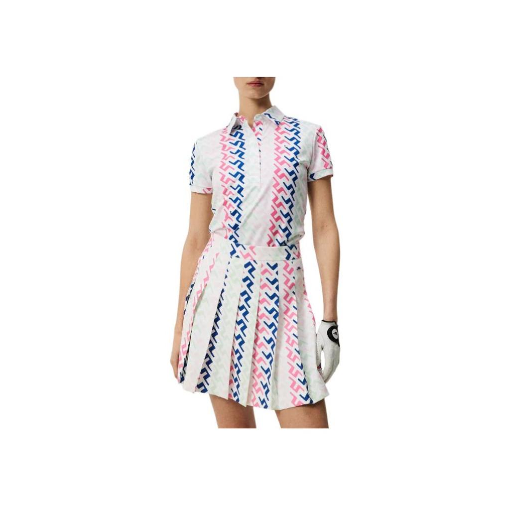 J.LINDEBERG All Over Logo Polo Shirt Women Tops Pink GWJT08476-S190