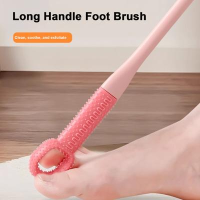2 Pcs Toe Cleaning Brush Silicone Foot Scrubber with 15.7" Long Handle Soft Cleaning Shower Brush Foot Care Tool for Seniors Elderly Men Women