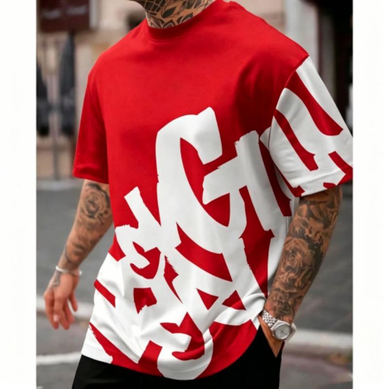 Retro Casual Letters Print Men s T-Shirts Summer Fashion Street Outdoor Casual T-shirt Tops for Men s and Women s Tees Top XXS