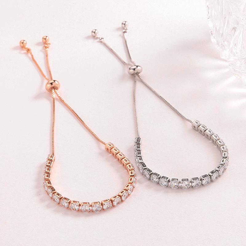 European-American Crystal Zircon Adjustable Bracelet - Stylish Friendship Gift for Women