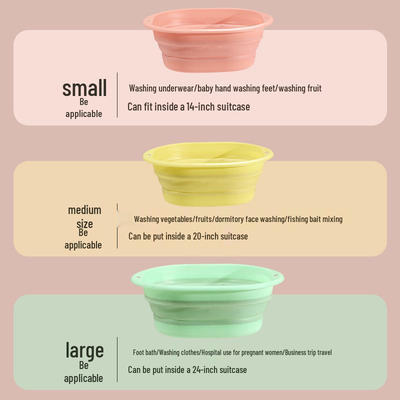 Portable Silicone Collapsible Basin: Foldable Washbasin for Vegetables, Dorm Use, and Foot Soaking.