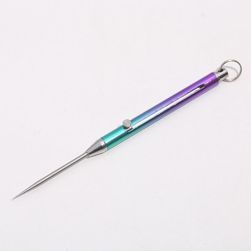 Titanium Alloy Toothpick Portable Toothpick Spring Retractable Keychain Pendant
