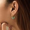 18K Gold Plated Copper U-shape Hoop Earrings with Pave Synthetic Turquoise Minimalist Gold Earrings for Women KE1806
