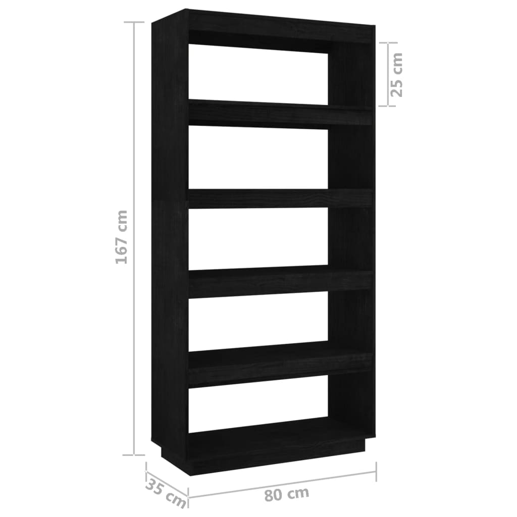 Cheap Bookcase/Room Divider Black 80x35x167 cm Solid Pine Wood Joom
