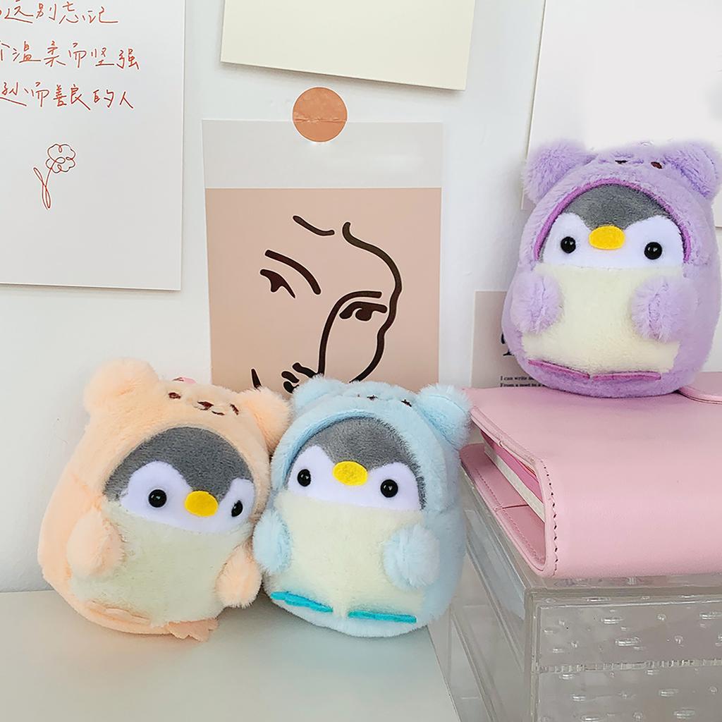 Cute Penguin Keychains Mini Cute Stuffed Penguin in Bear Costume Dressed Plush Toys Keychain for