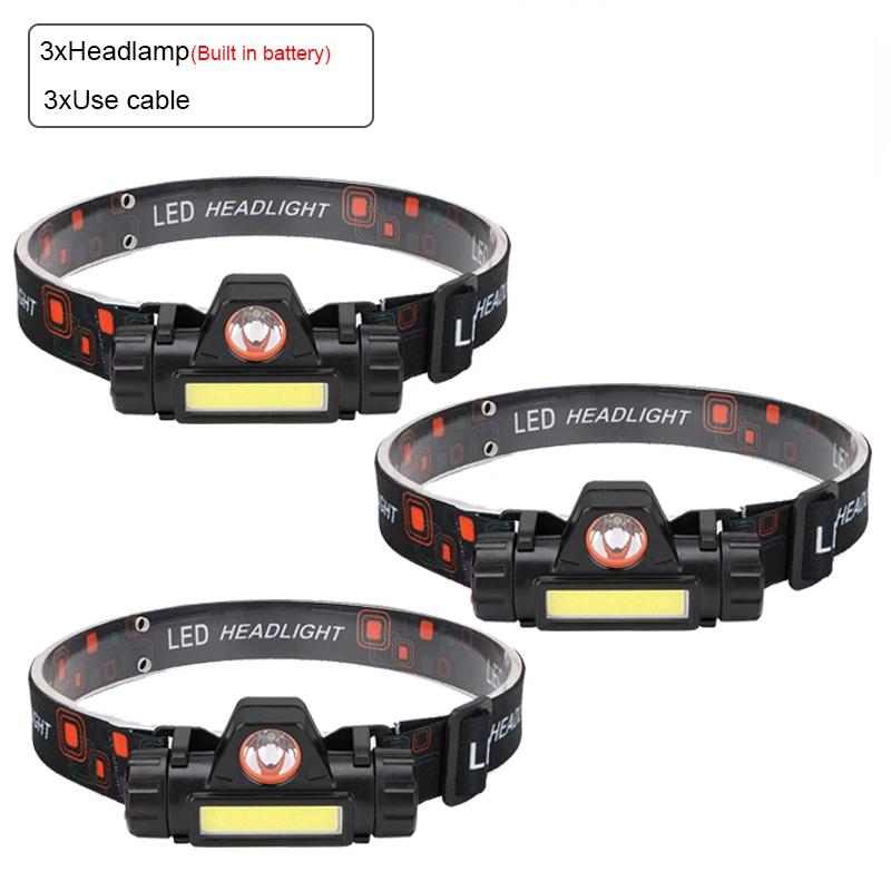 KDULIT LED Outdoor Strong Light Headlight USB Charging Telescopic Zoom Waterproof COB Headworn Work Light Fishing Light