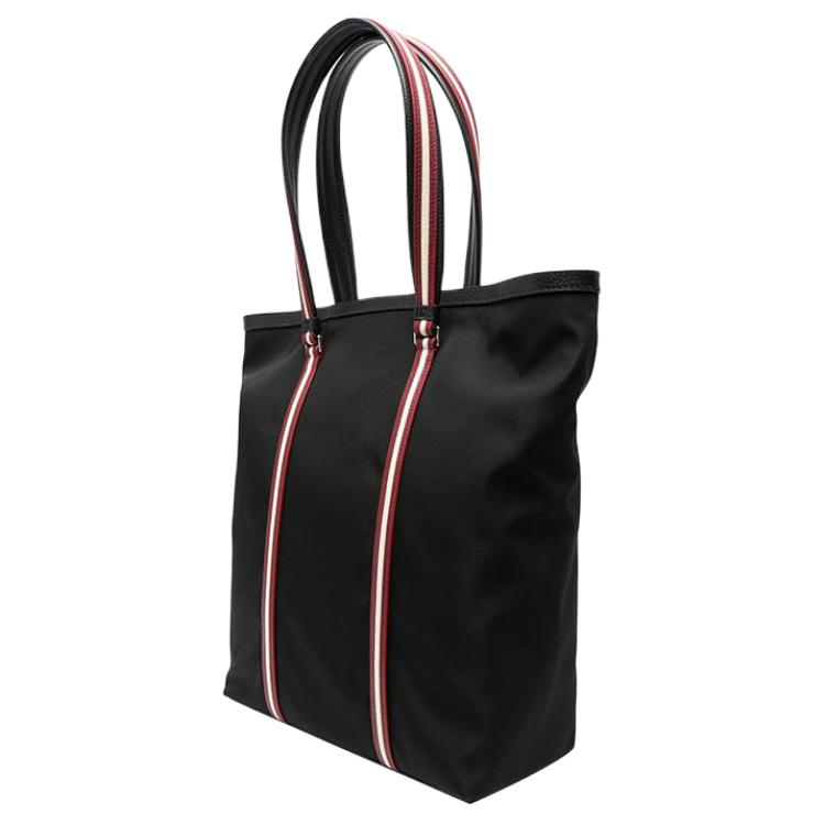 Bally Plain Minimalist Zipper Closure Fabric And Leather Shoulder Tote Bag Large Men Bags Black 6307008
