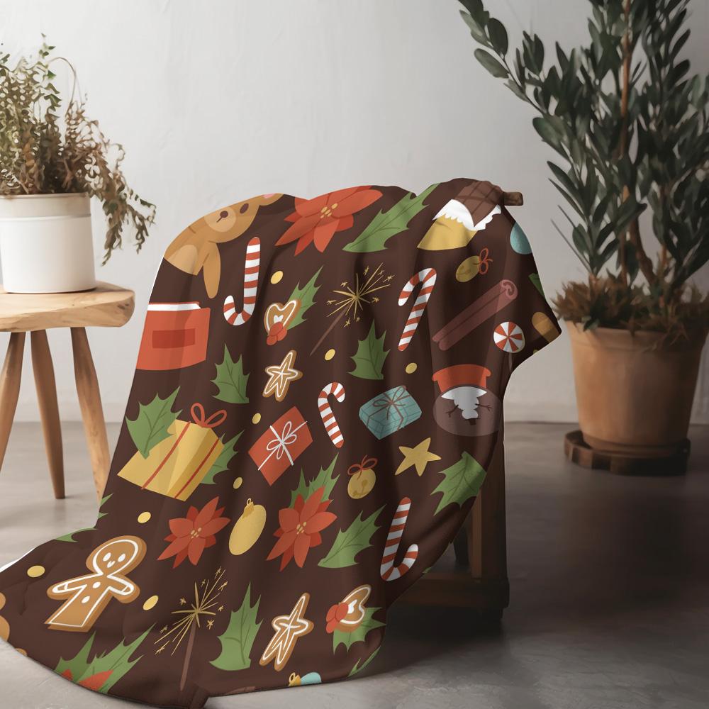 

Festive Christmas Throw Blanket Cozy Flannel Reversible Holiday Quilt Home Decor Gift for Women Men Kids Dorm Room 75x90cm
