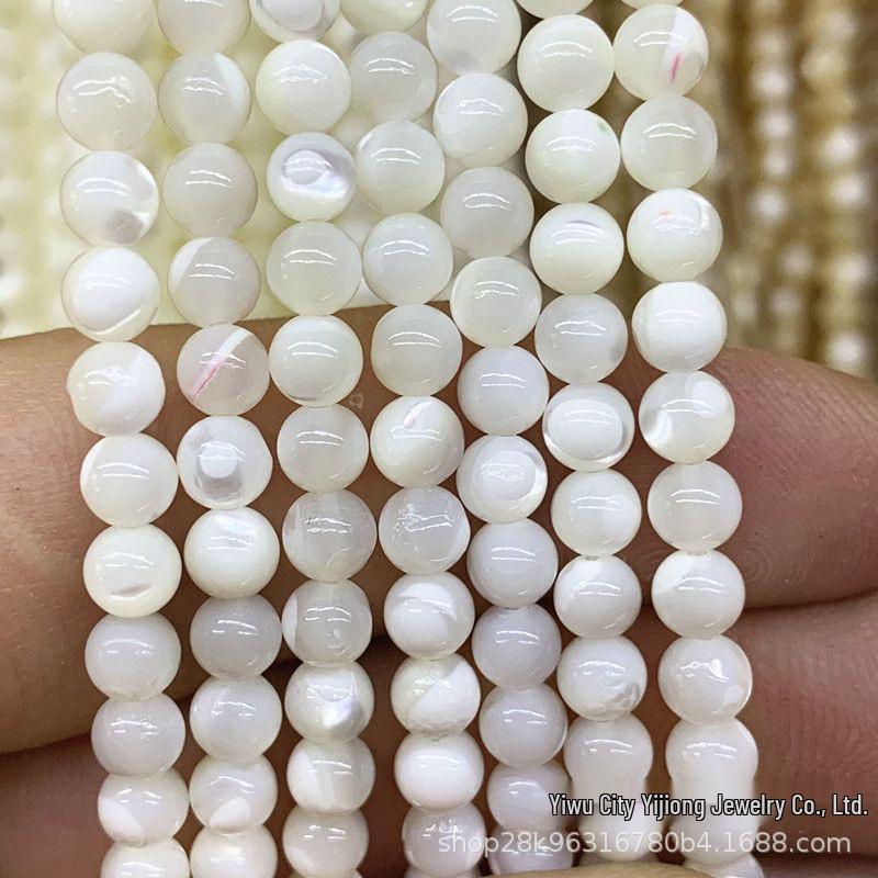 Natural White Mother-of-Pearl Round Small Loose Beads for DIY Jewelry Making