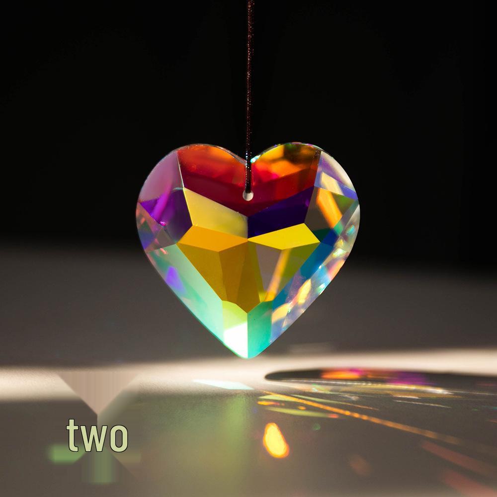 Seven-Color Crystal Glass Heart Ornament for Christmas Tree and New Year Decoration