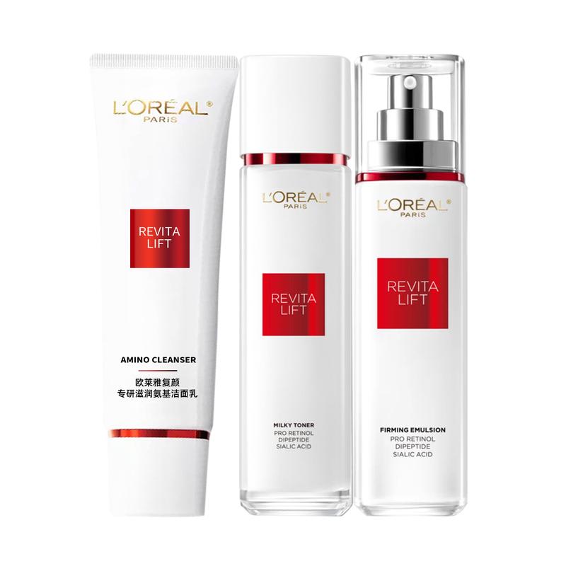 Loreal Paris Rejuvenate Новое издание Набор с очищающим молочком с кислотой ласточкиного гнезда - Очищающее молочко с кислотой ласточкиного гнезда 125 мл Укрепляющее молочко 110 мл Смягчающий лосьон 13 коричневый