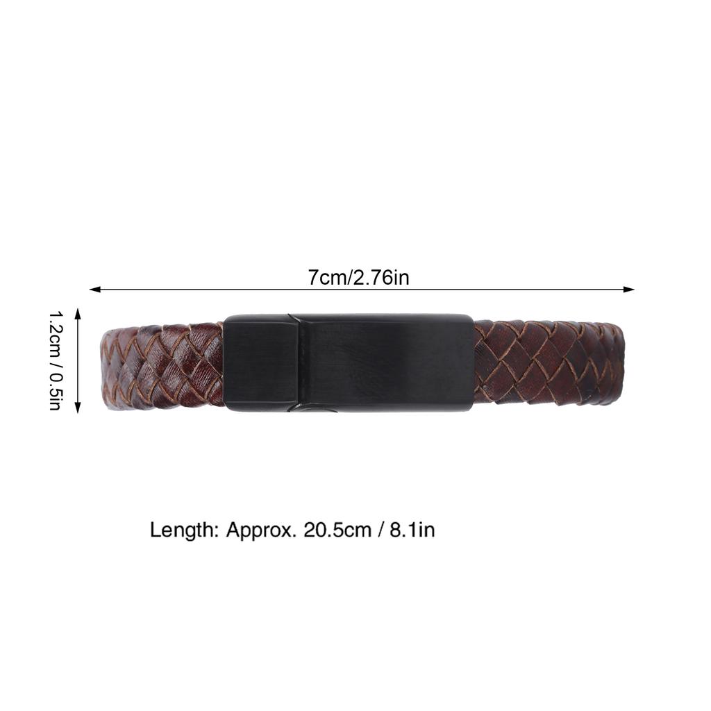 Leather Bracelet Wrist Band Vintage Simple Magnetic Buckle Hand Decoration 20.5cm
