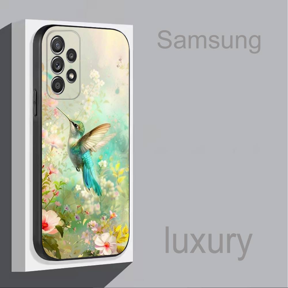 

Bird Hummingbird Colorful For Samsung S 25,24,23,22,30,21,10,9,Ultra,Plus,Lite,FE,4,5G Black Soft Case Phone Case SamsungS24