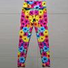 New Chrysanthemum Print Nude Yoga Trousers Hip Lift High-waisted Sports Fitness Nine-minute Trousers Sports Fitness Trousers Women