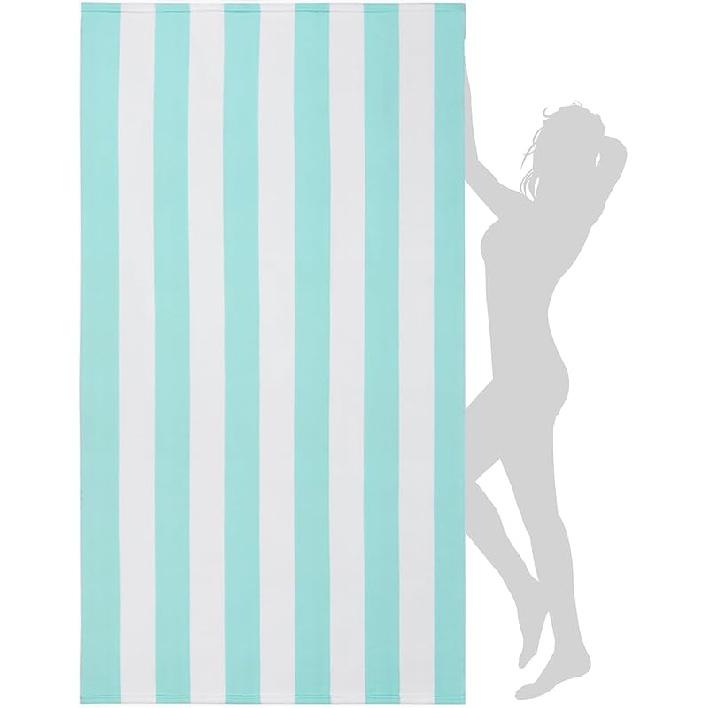 WILFA Extra Large пляжное полотенце - Увеличенное микрофибровое пляжное полотенце 40   x 70  , XL в полоску, легкое полотенце для бассейна, большое полотенце для кабаны, для плавания и путешествий