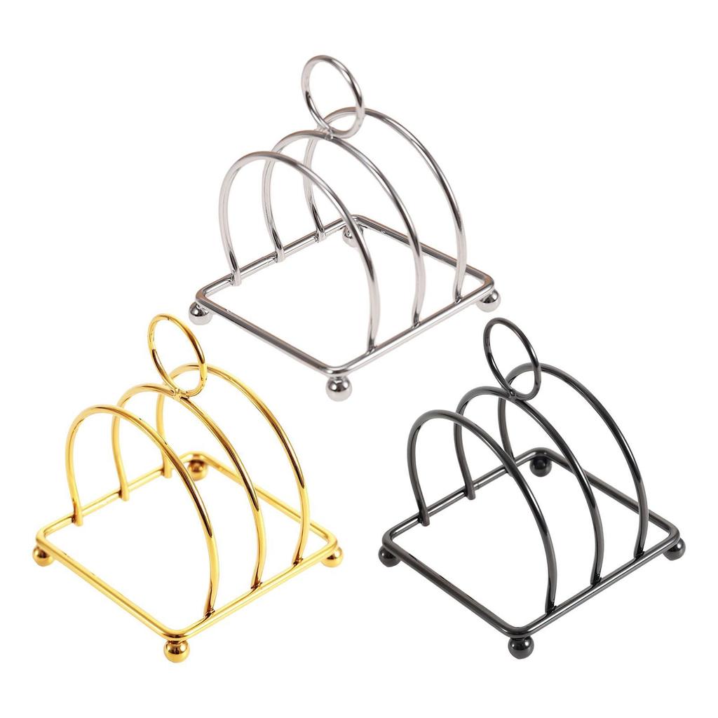 Stainless Steel Toast Rack Space Saving Easy to Clean Bread Stand 3 Slice Slot Loaf Slice Holder for Home, Gathering, Table Cafe