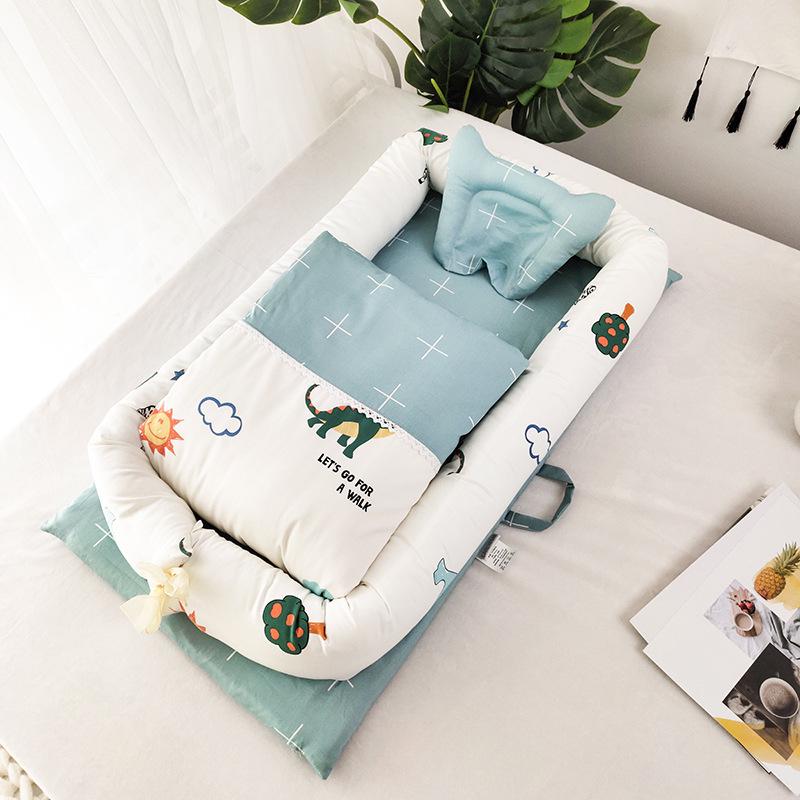 100% Cotton Satin Baby Crib: Foldable Newborn Sleeping Bed, Multifunctional Bionic Bed