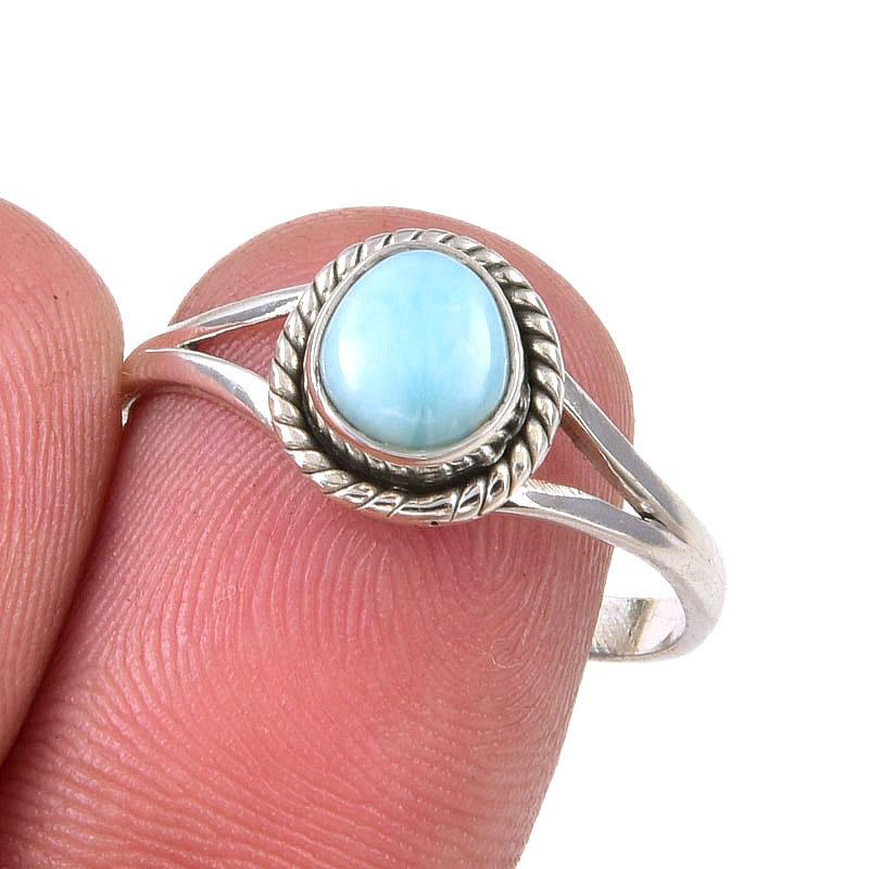 

Natural Republic Larimar Gemstone Handmade 925 Sterling Silver Ring Size 9 t0m79
