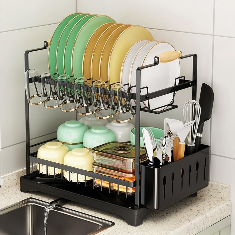 Dish Stainless Large Kitchen Dish Dish Drying with Chopstick Holder and Plate Automatic with Drainage Kitchen Easy Assembly Width 42 X Depth 30 X