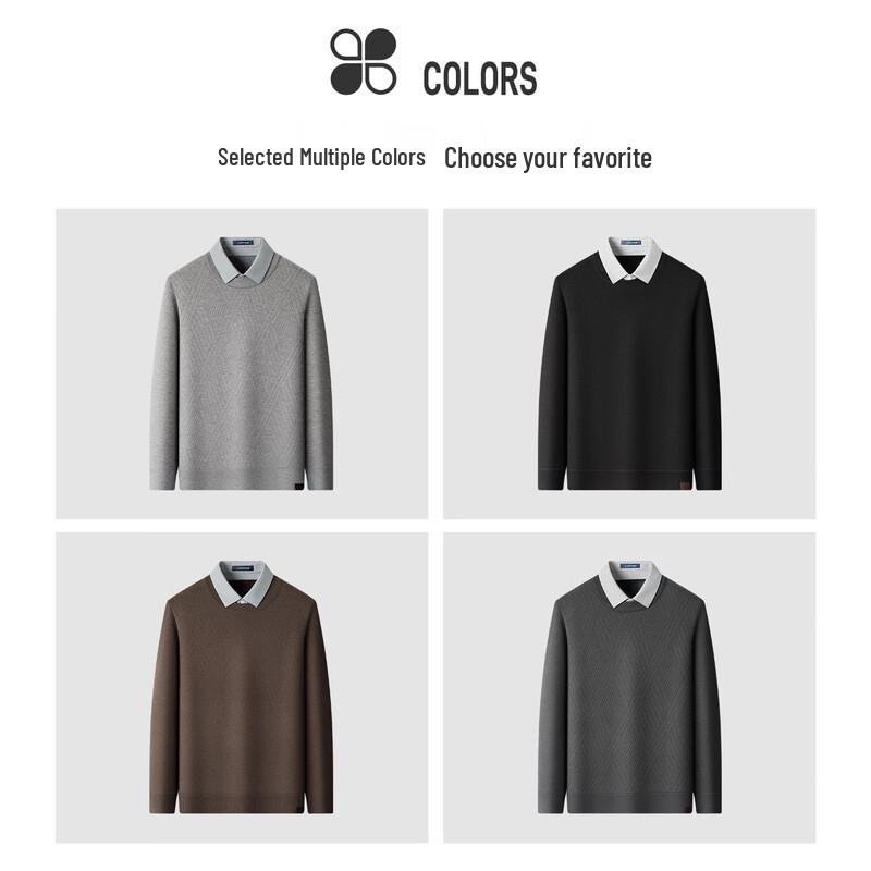 MONTAGUT Men's Faux Two-Piece Cashmere Blend Knit Sweater
