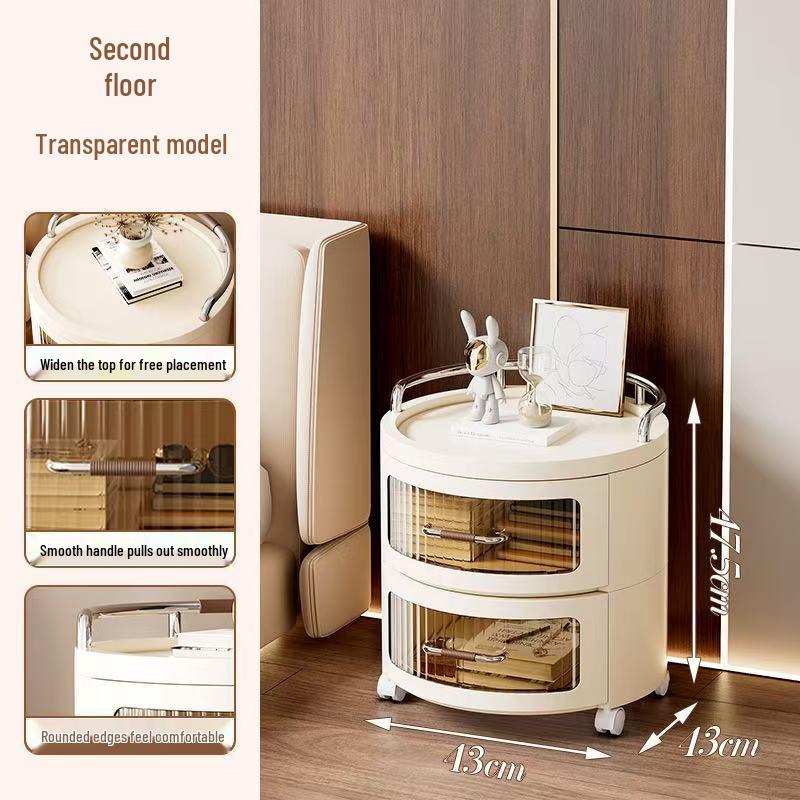 Round Storage Cabinet with Shelves and Drawers