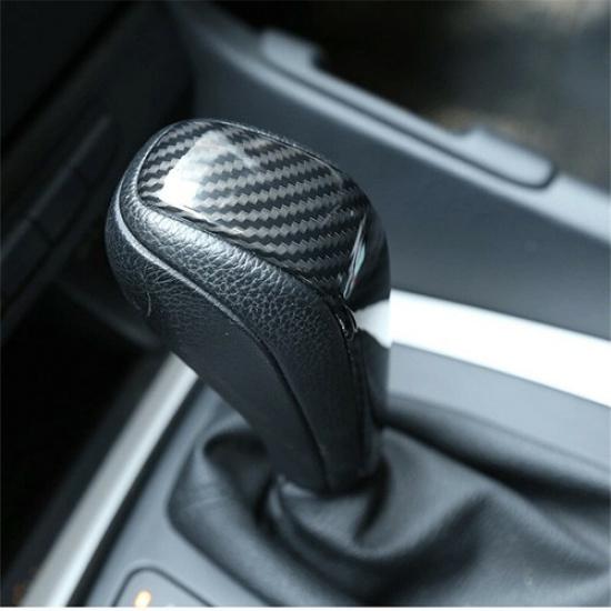 Black ABS Carbon Fiber Shift Gear Knob Cover For BMW E81 E82 E87 E90 E92 E93 F01