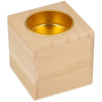 Kerzenhalter - Artemio - 6 x 6 cm - Massivholz - 6 Stück - Innendekoration